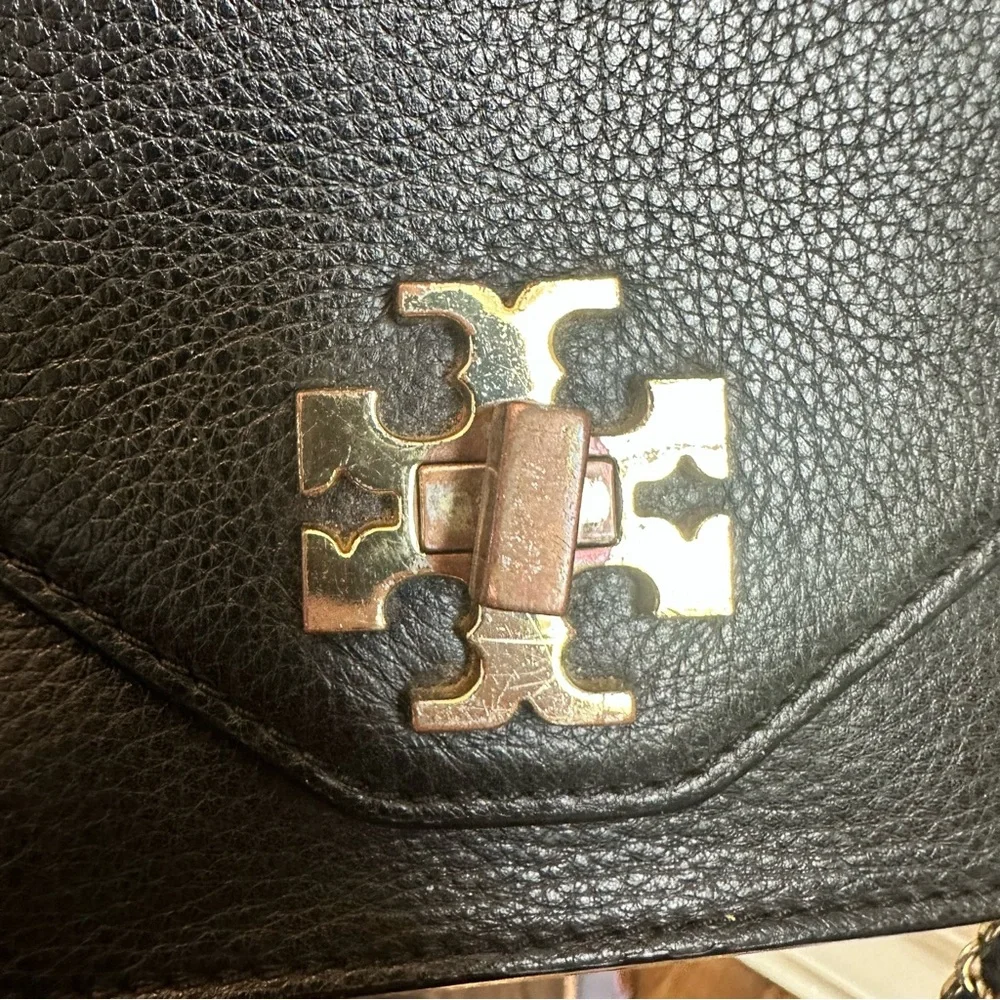 Tory Burch Black Robinson Leather Envelope Convertible Crossbody Shoulder Bag